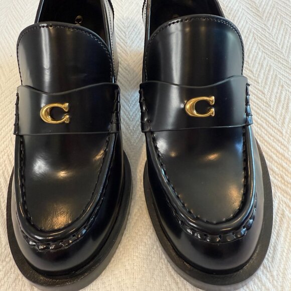 COACH WOMEN'S NATALIE LEATHER PLATFORM LOAFERS  SIZE 7 - Picture 1 of 5